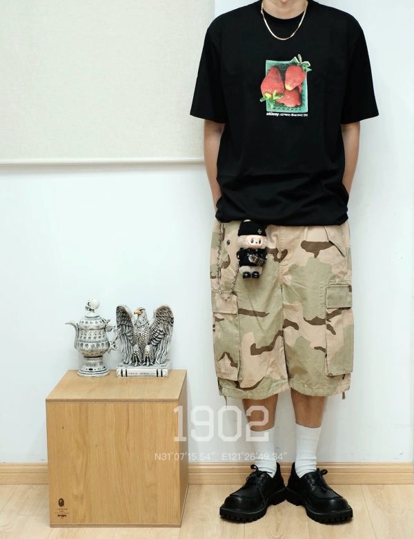 Stüssy Strawberry Tee Print Short-Sleeve- Black