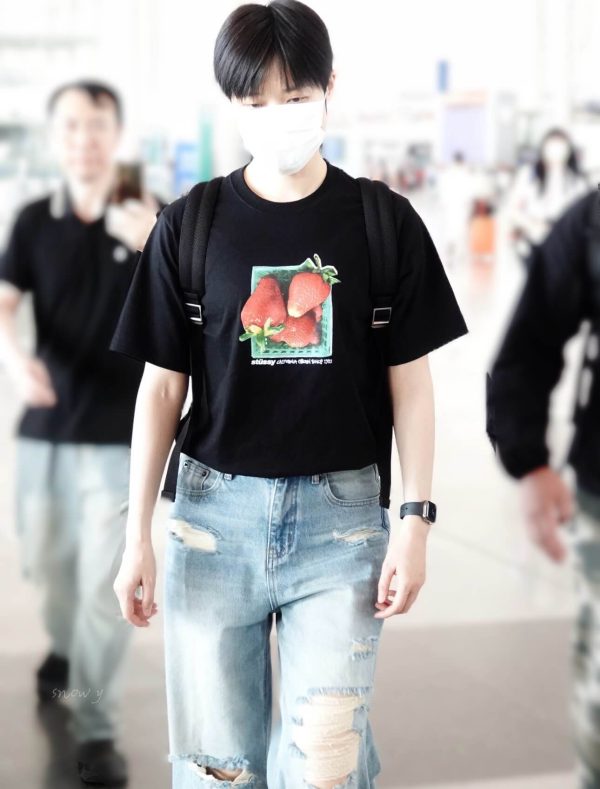 Stüssy Strawberry Tee Print Short-Sleeve- Black