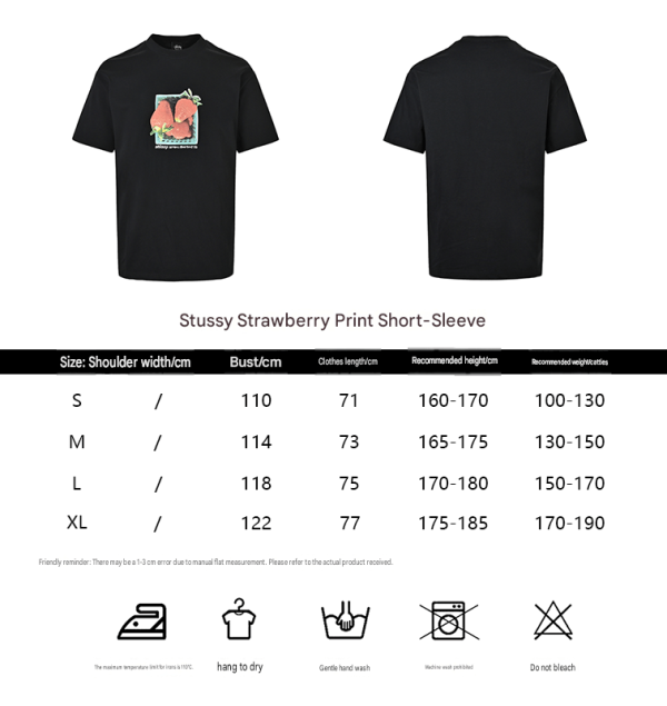 Stüssy Strawberry Tee Print Short-Sleeve- Black