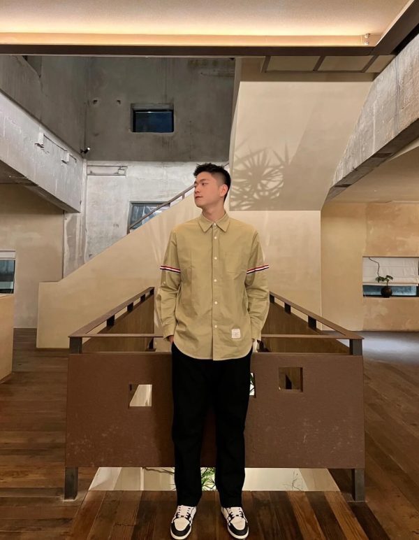 Thom Browne RWB Armband Shirt Jacket-  Beige