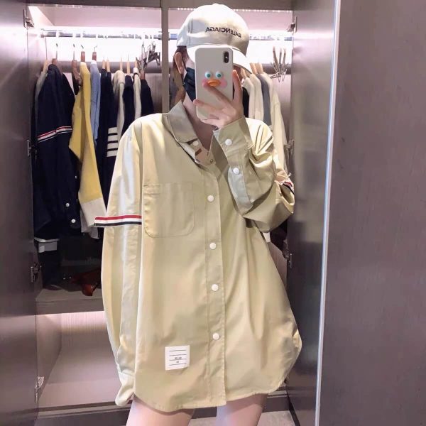 Thom Browne RWB Armband Shirt Jacket-  Beige