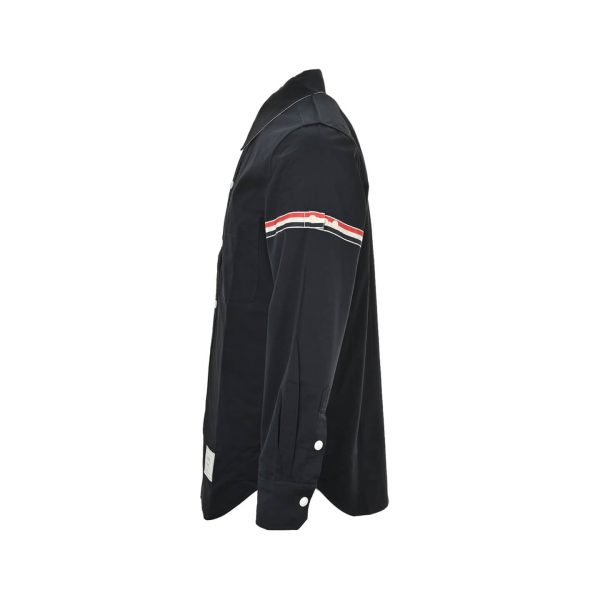 Thom Browne RWB Armband Shirt Jacket- Black