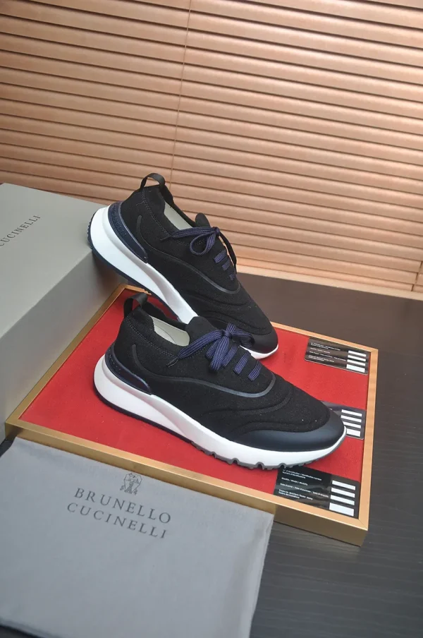 Brunello Cucinelli Knit Runners Black Suede Sneakers