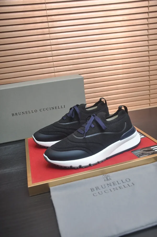 Brunello Cucinelli Knit Runners Black Suede Sneakers