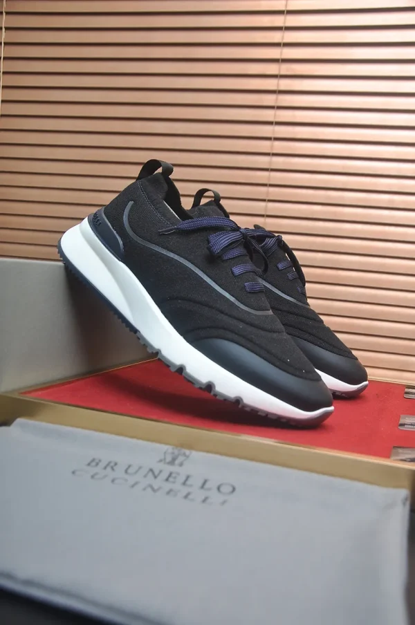 Brunello Cucinelli Knit Runners Black Suede Sneakers