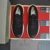 Brunello Cucinelli Knit Runners Men's Black Suede