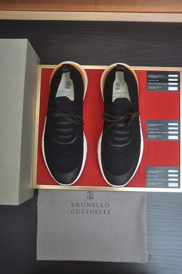 Brunello Cucinelli Knit Runners Men's Black Suede