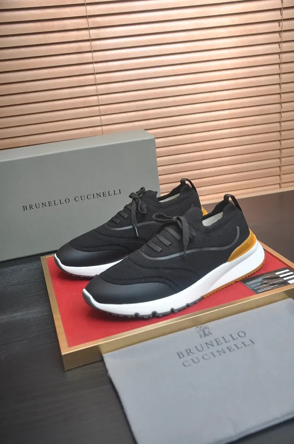 Brunello Cucinelli Knit Runners Men's Black Suede