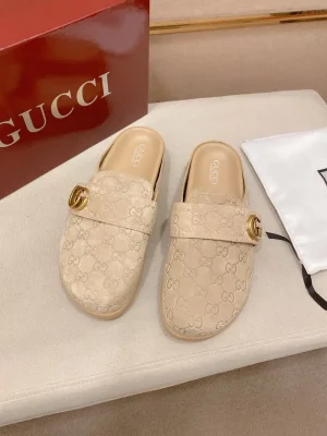 Gucci Horsebit Beige Suede Slide - Unique Color Splicing