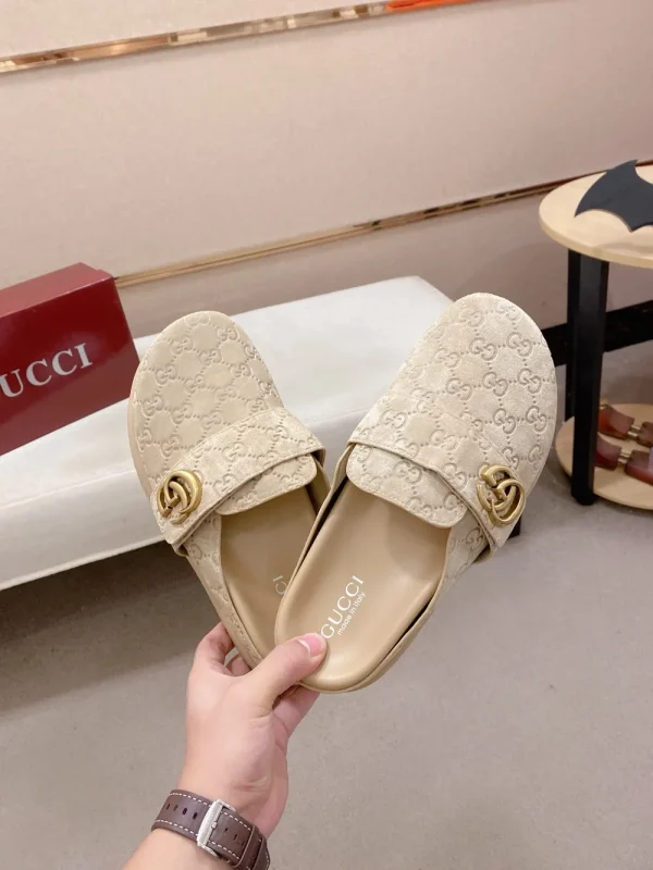 Gucci Horsebit Beige Suede Slide - Unique Color Splicing