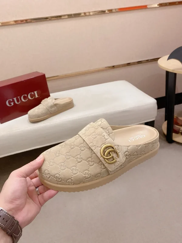 Gucci Horsebit Beige Suede Slide - Unique Color Splicing