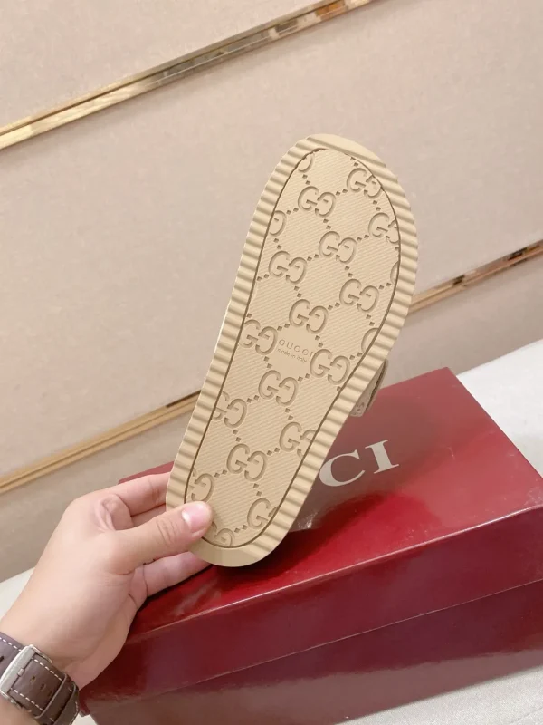 Gucci Horsebit Beige Suede Slide - Unique Color Splicing