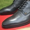 Gucci Men's Black Leather Logo Oxfords