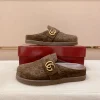 Gucci New Sol Mule Suede Slides with Monogram Design