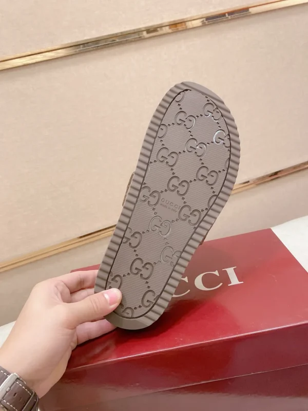 Gucci New Sol Mule Suede Slides with Monogram Design