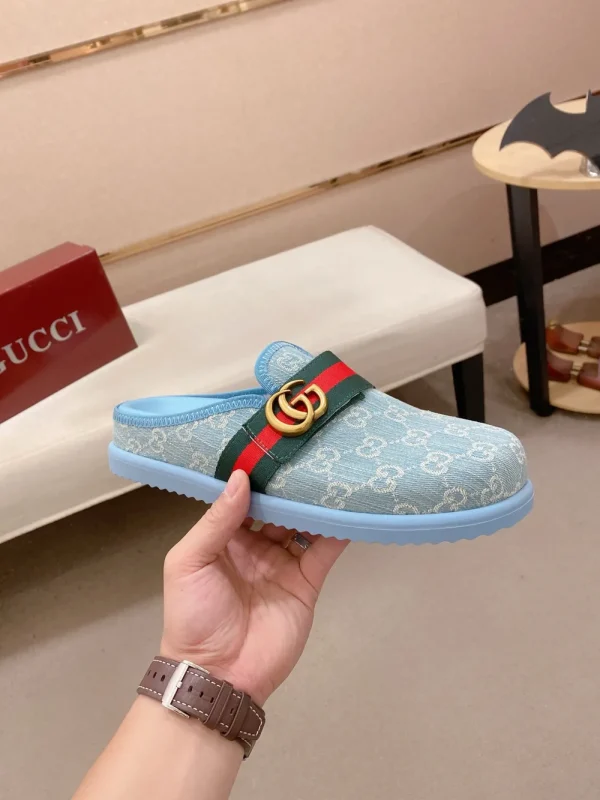 Gucci New Sol Mule Men's Slides - Blue Canvas