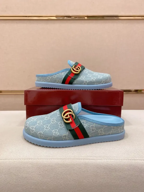 Gucci New Sol Mule Men's Slides - Blue Canvas