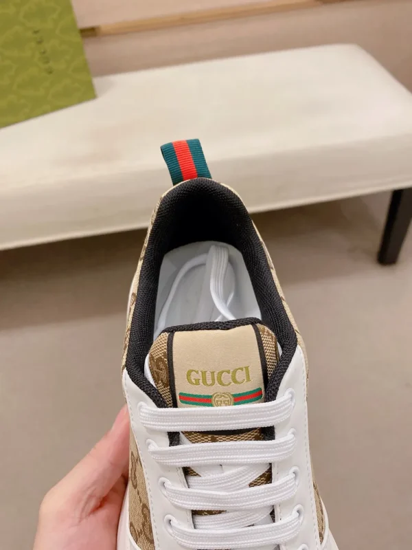 gucci-rhyton-mens-beige-canvas-sneaker-unique-overhead-view Gucci Rhyton Men's Beige Canvas Sneaker - Unique Design