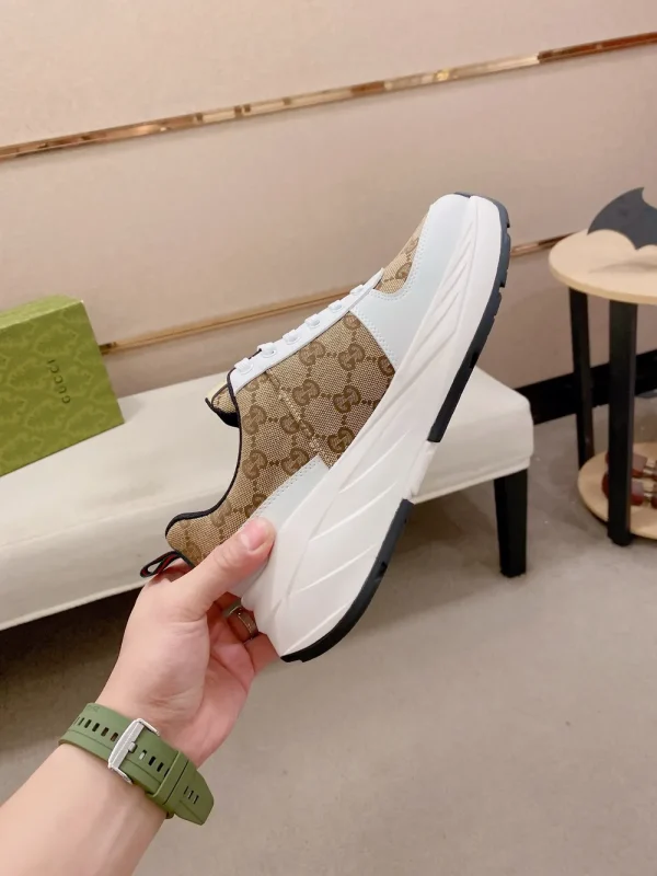 gucci-rhyton-mens-beige-canvas-sneaker-unique-side-view-2 Gucci Rhyton Men's Beige Canvas Sneaker - Unique Design