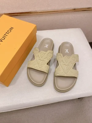 louis-vuitton-lv-oasis-mule-beige-slide-overhead-view Louis Vuitton LV Oasis Mule Men's Beige Slide
