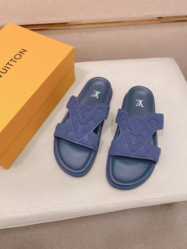 louis-vuitton-oasis-mule-black-leather-slide-overhead-view Louis Vuitton Oasis Mule Black Leather Slide - Comfort Redef
