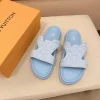 louis-vuitton-oasis-mule-mens-blue-slide-overhead-view Louis Vuitton Oasis Mule Men's Blue Leather Slide