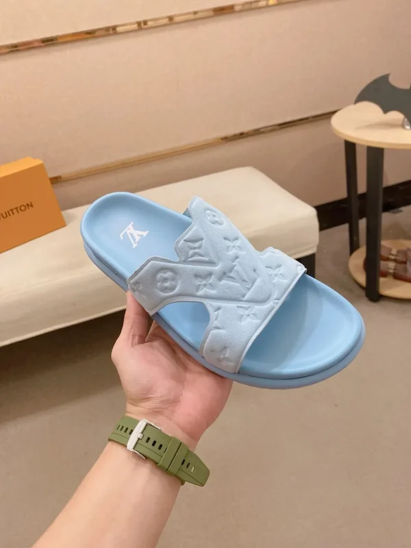 louis-vuitton-oasis-mule-mens-blue-slide-side-view-2 Louis Vuitton Oasis Mule Men's Blue Leather Slide