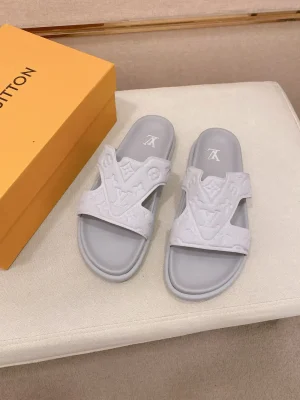 louis-vuitton-oasis-mule-mens-slide-comfort-overhead-view Louis Vuitton Oasis Mule Men's White Slide Comfort