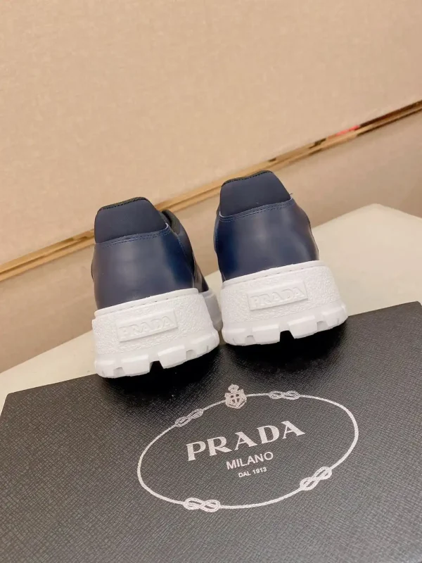 Prada Double Wheel Men's Blue Leather Sneaker