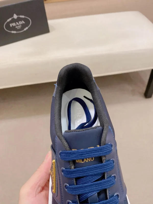 Prada Double Wheel Men's Blue Leather Sneaker