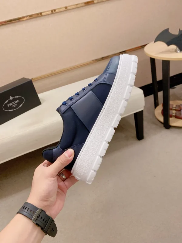 Prada Double Wheel Men's Blue Leather Sneaker