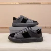 Prada Men's Black Leather Sneakers with Lambskin Lining