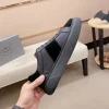 Prada Men's Black Leather Sneakers with Lambskin Lining