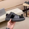 Prada Men's Black Leather Sneakers with Lambskin Lining