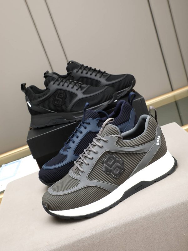 BOSS Monogram Mixed-Material Runner Sneakers – Dark Grey (1) BOSS Monogram Mixed-Material Runner Sneakers – Dark Grey