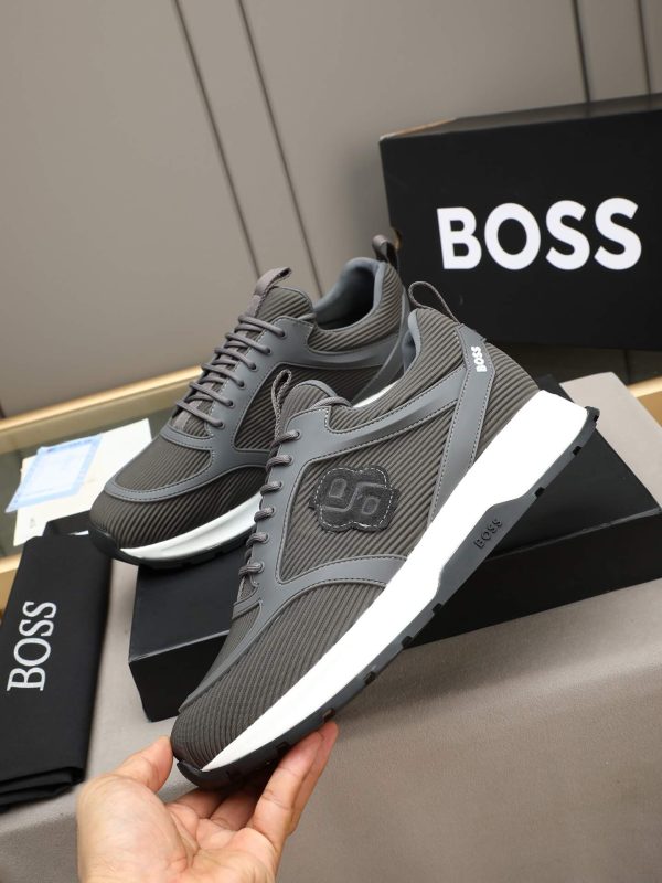 BOSS Monogram Mixed-Material Runner Sneakers – Dark Grey (2) BOSS Monogram Mixed-Material Runner Sneakers – Dark Grey