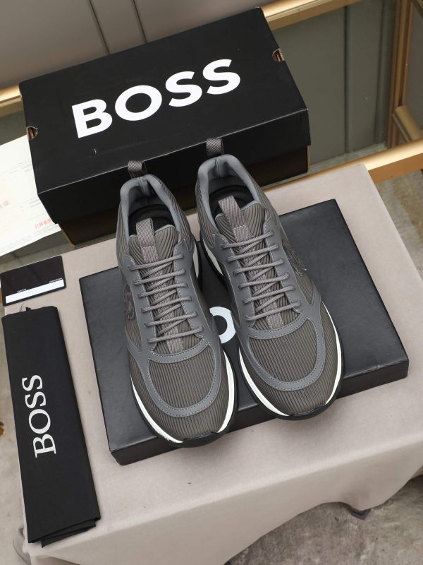 BOSS Monogram Mixed-Material Runner Sneakers – Dark Grey (5) BOSS Monogram Mixed-Material Runner Sneakers – Dark Grey