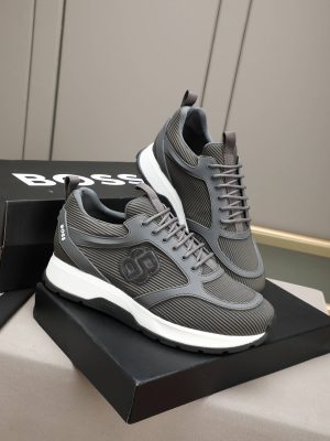BOSS Monogram Mixed-Material Runner Sneakers – Dark Grey (8) BOSS Monogram Mixed-Material Runner Sneakers – Dark Grey