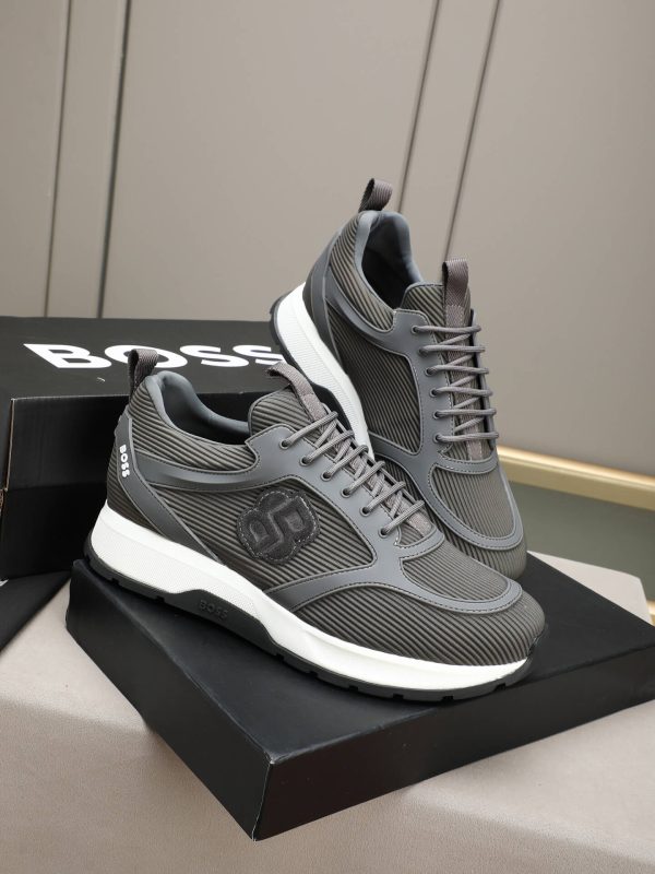 BOSS Monogram Mixed-Material Runner Sneakers – Dark Grey (8) BOSS Monogram Mixed-Material Runner Sneakers – Dark Grey