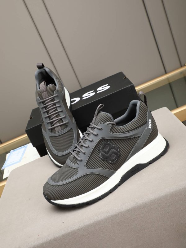 BOSS Monogram Mixed-Material Runner Sneakers – Dark Grey (9) BOSS Monogram Mixed-Material Runner Sneakers – Dark Grey