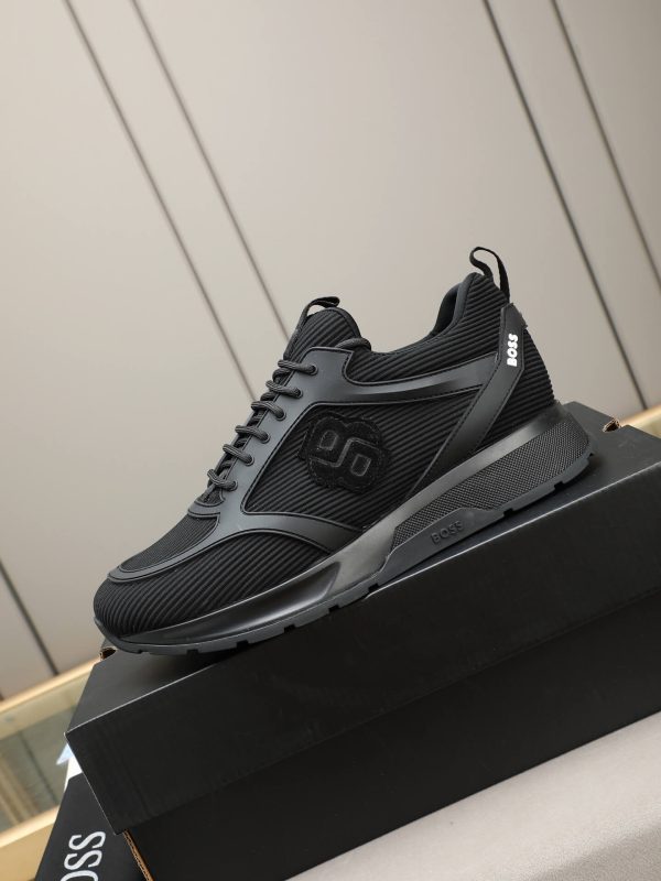 BOSS Monogram Mixed-Material Runner Sneakers – Triple Black (3) BOSS Monogram Mixed-Material Runner Sneakers – Triple Black
