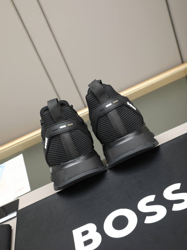 BOSS Monogram Mixed-Material Runner Sneakers – Triple Black (4) BOSS Monogram Mixed-Material Runner Sneakers – Triple Black