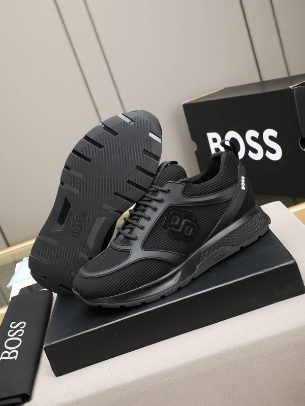 BOSS Monogram Mixed-Material Runner Sneakers – Triple Black (5) BOSS Monogram Mixed-Material Runner Sneakers – Triple Black