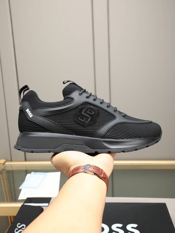 BOSS Monogram Mixed-Material Runner Sneakers – Triple Black (6) BOSS Monogram Mixed-Material Runner Sneakers – Triple Black