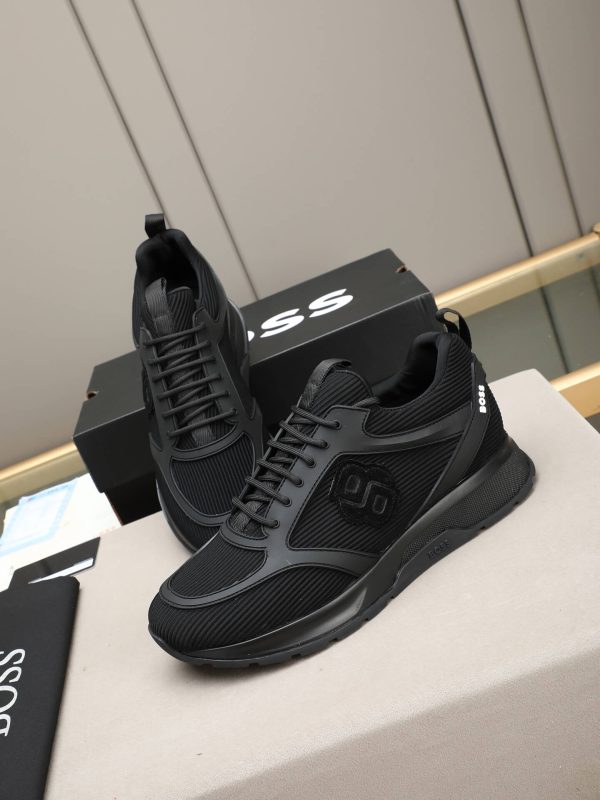 BOSS Monogram Mixed-Material Runner Sneakers – Triple Black (7) BOSS Monogram Mixed-Material Runner Sneakers – Triple Black
