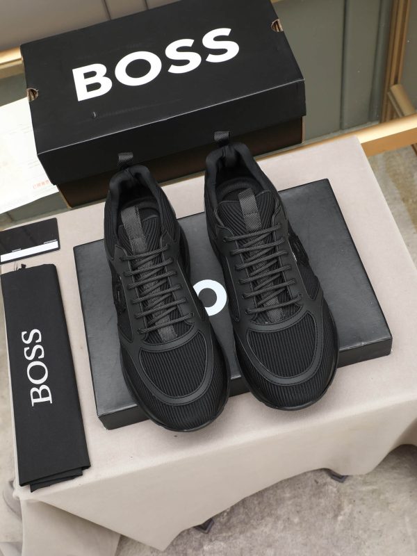 BOSS Monogram Mixed-Material Runner Sneakers – Triple Black (8) BOSS Monogram Mixed-Material Runner Sneakers – Triple Black