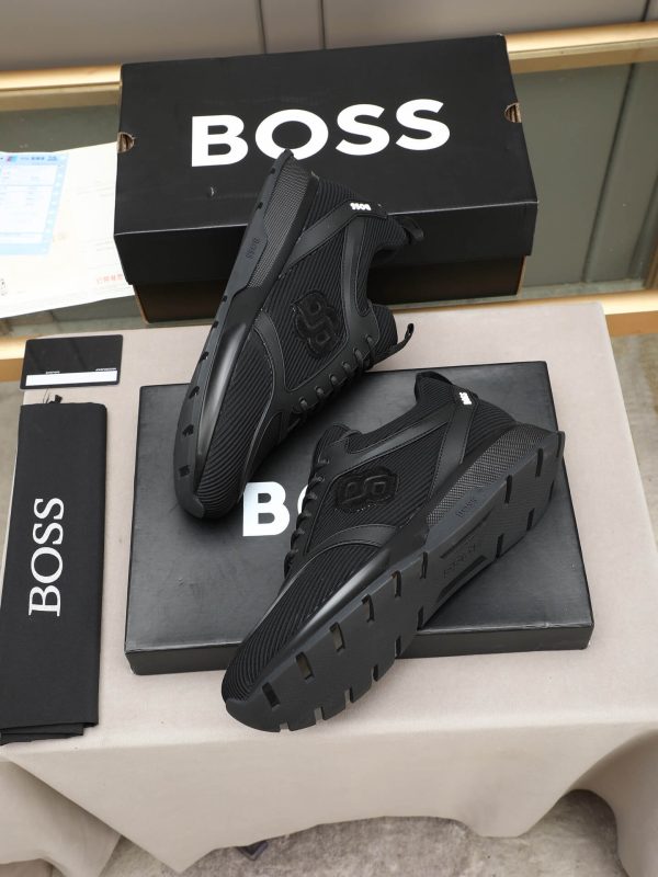 BOSS Monogram Mixed-Material Runner Sneakers – Triple Black (9) BOSS Monogram Mixed-Material Runner Sneakers – Triple Black