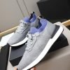 Brunello Cucinelli Stretch-Knit Runner Sneakers – Light Grey & Blue