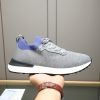 Brunello Cucinelli Stretch-Knit Runner Sneakers – Light Grey & Blue