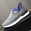 Brunello Cucinelli Stretch-Knit Runner Sneakers – Light Grey & Blue